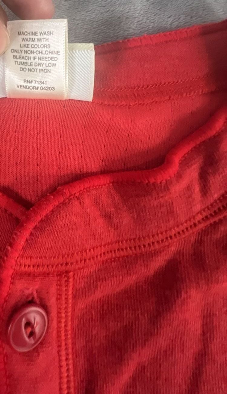 L.L. Bean Red Long Sleeve Henley long underwear Size L Reg OD8J7 6