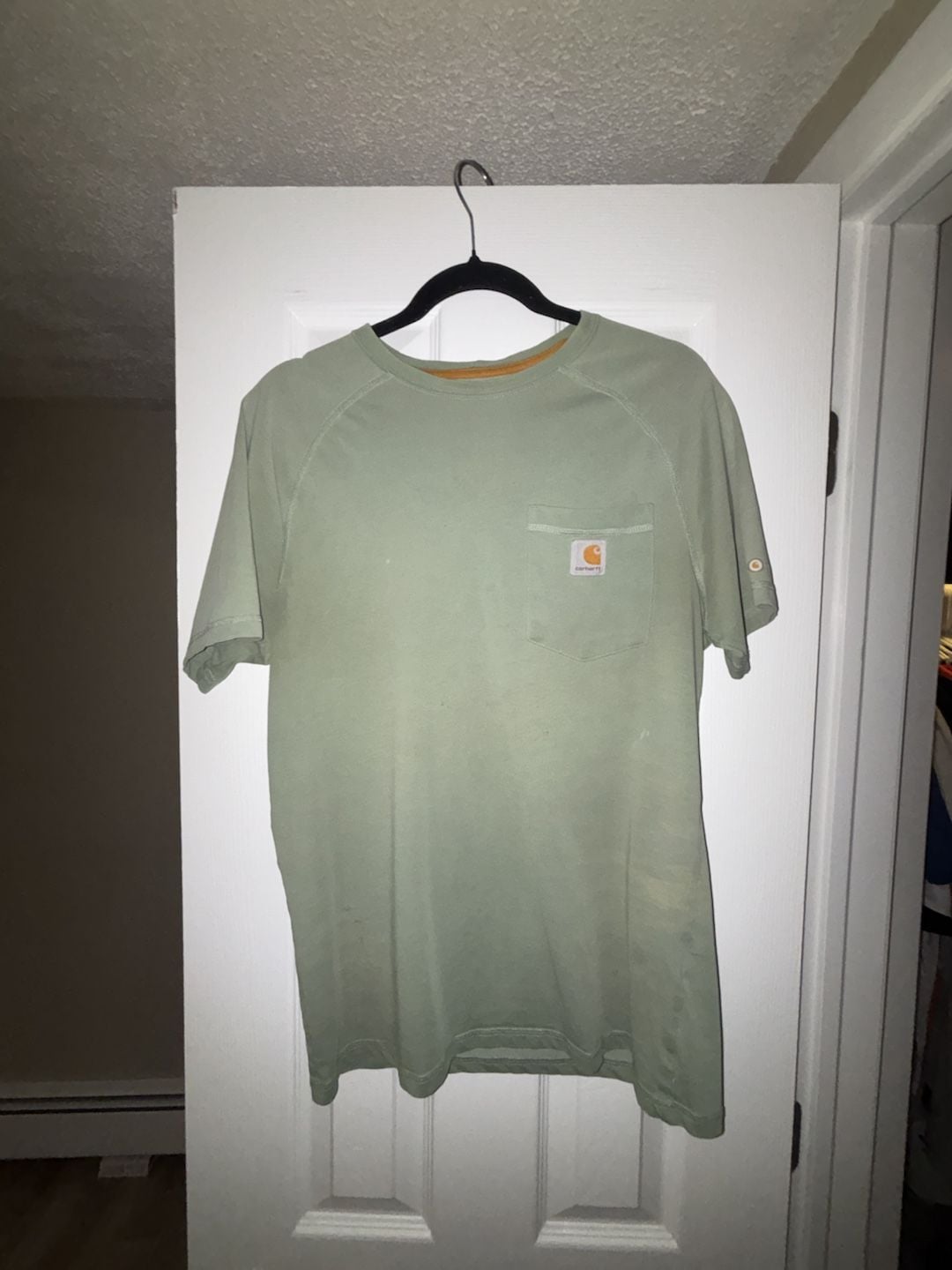 Carhartt Shirt Mens Olive Green Short Sleeve Logo Pocket Tee Workwear 2