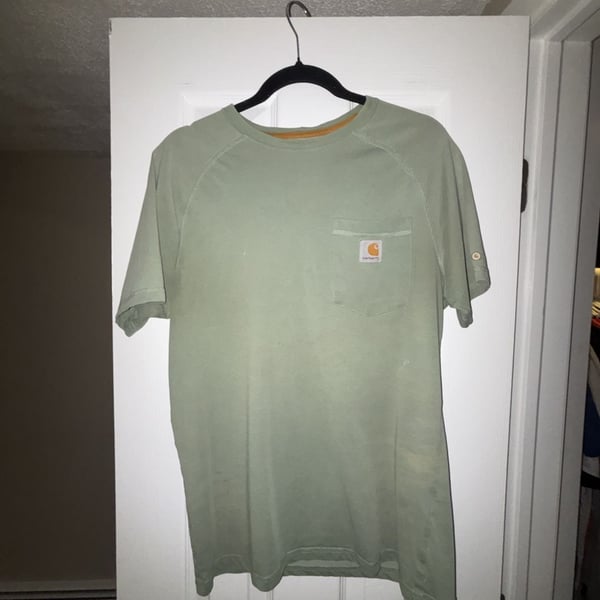 Carhartt Shirt Mens Olive Green Short Sleeve Logo Pocket Tee Workwear