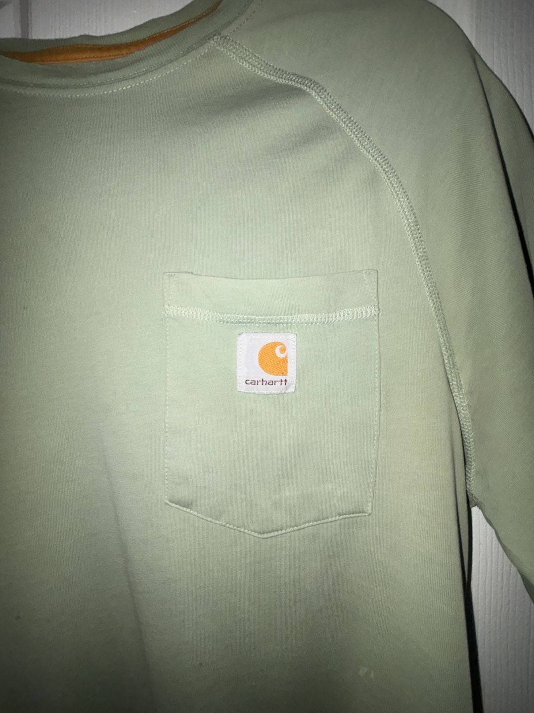 Carhartt Shirt Mens Olive Green Short Sleeve Logo Pocket Tee Workwear 3