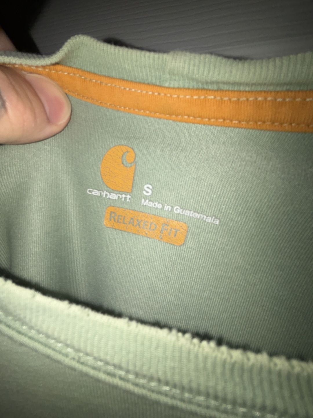 Carhartt Shirt Mens Olive Green Short Sleeve Logo Pocket Tee Workwear 5