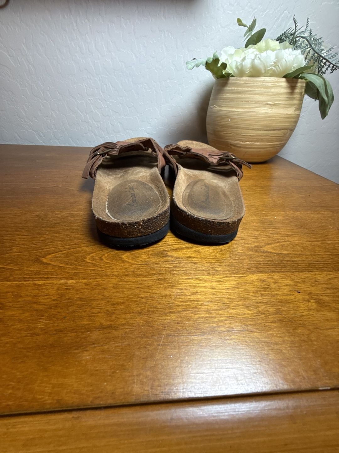 American Eagle Leather Slide Sandals Brown Size 8 5