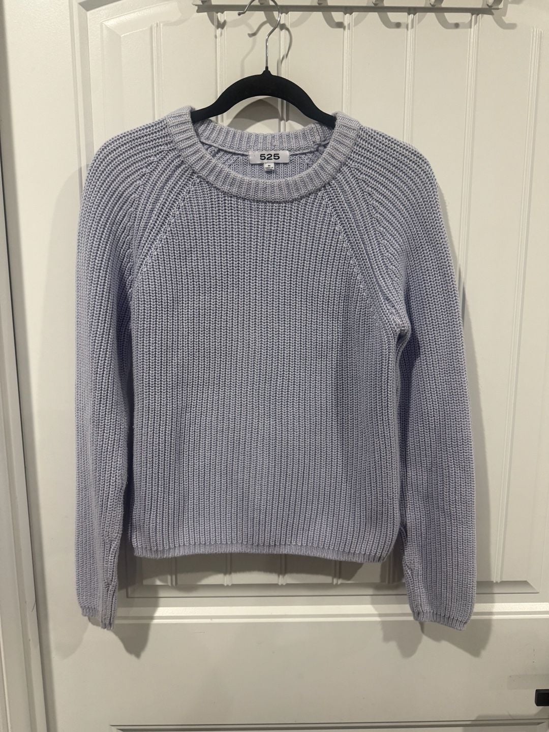 525 America Periwinkle 100% Cotton Chunky Rib Knit Crewneck Sweater Medium 3
