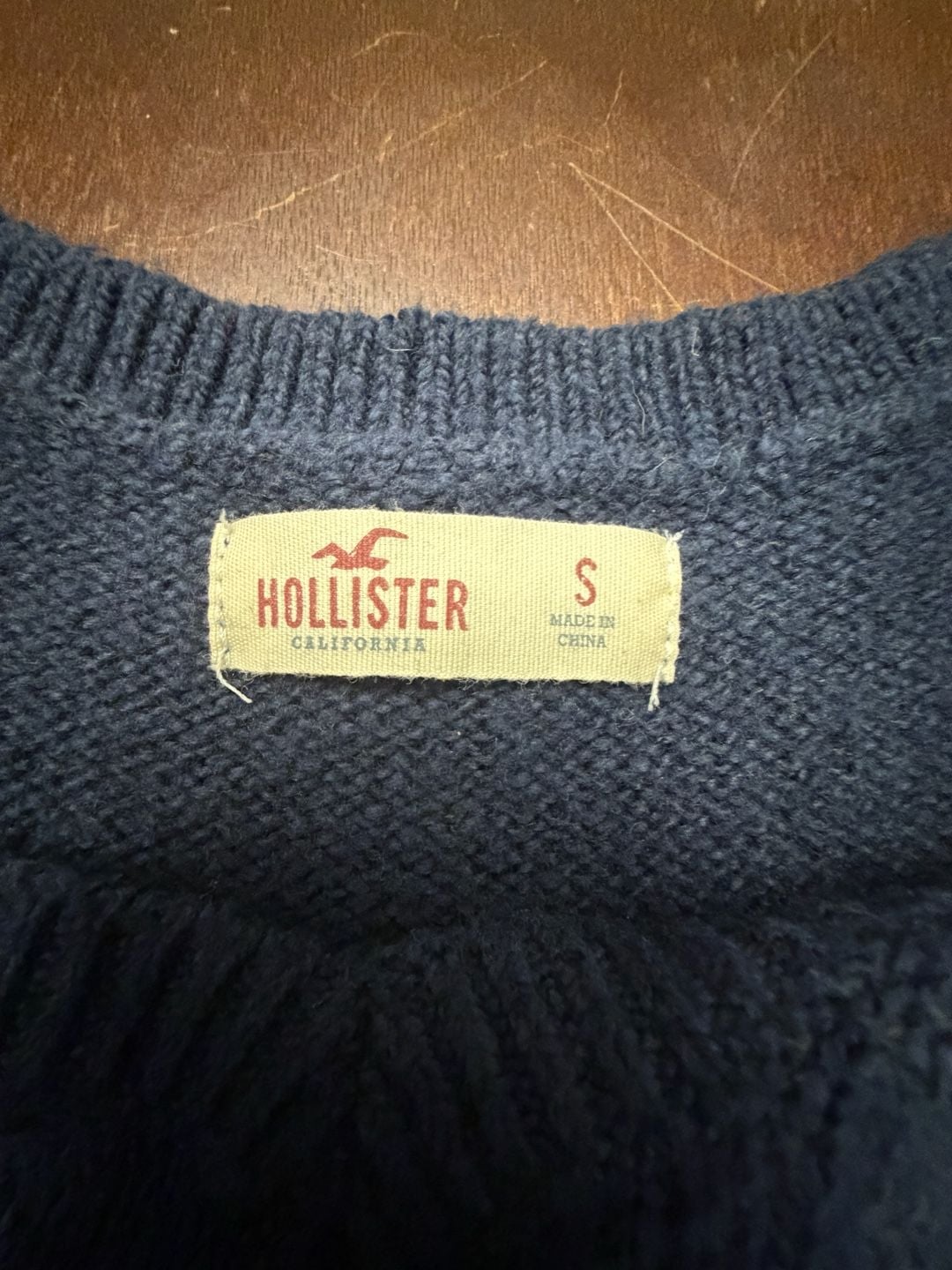 Hollister Womens S Navy Blue Aztec V Neck Knit Sweater Y2K Boho 5
