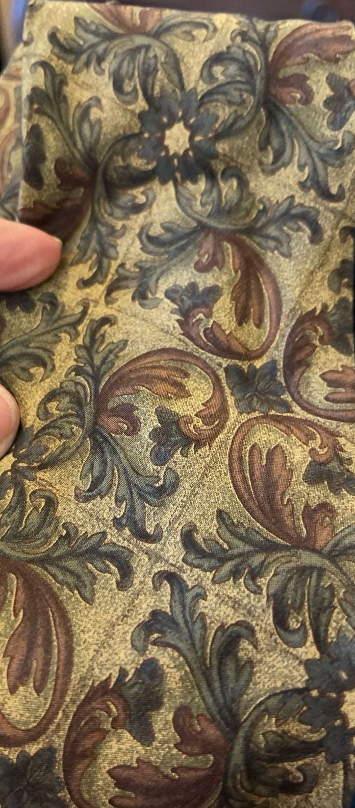 Valentino Cravatte Silk Tie Gold Brown Baroque Scroll Print Necktie Italy 2