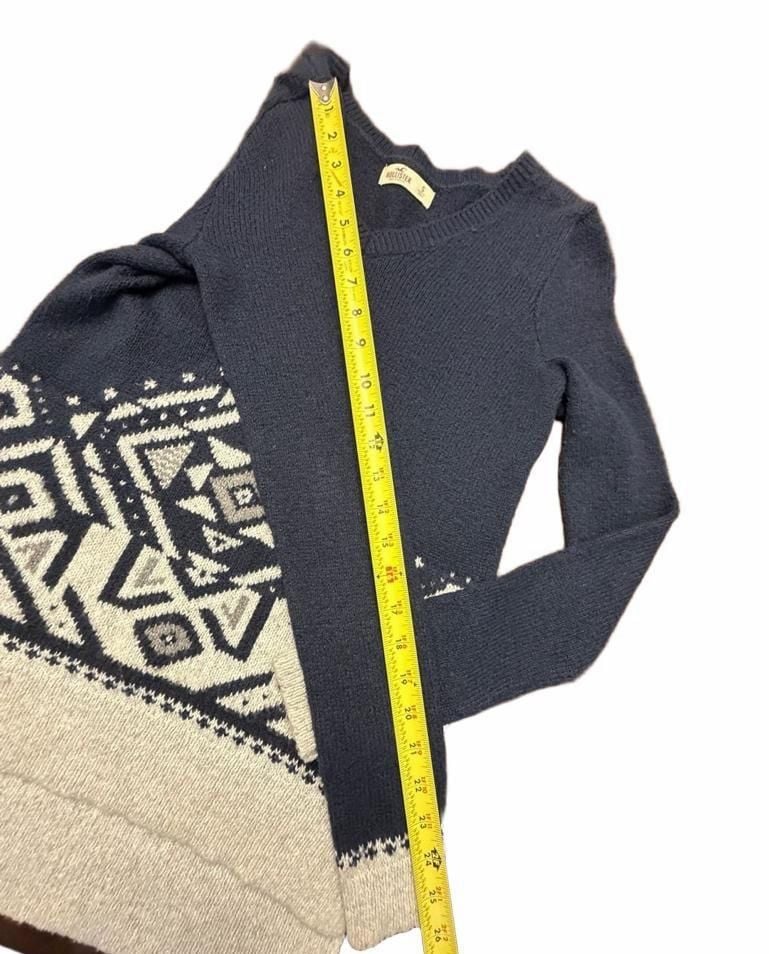 Hollister Womens S Navy Blue Aztec V Neck Knit Sweater Y2K Boho 6