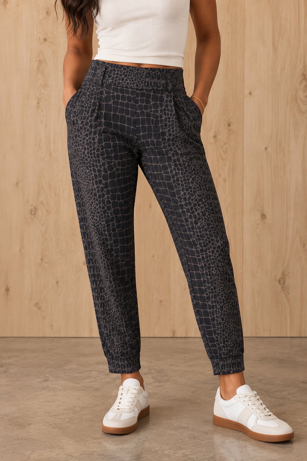 The Korff Kounsil Stretchy Jogger Pants Black Animal Print, Size S 2