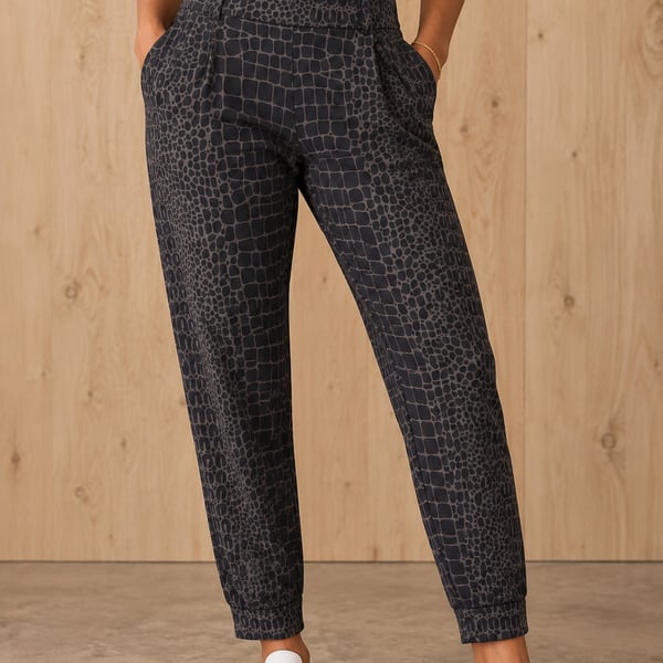 The Korff Kounsil Stretchy Jogger Pants Black Animal Print, Size S