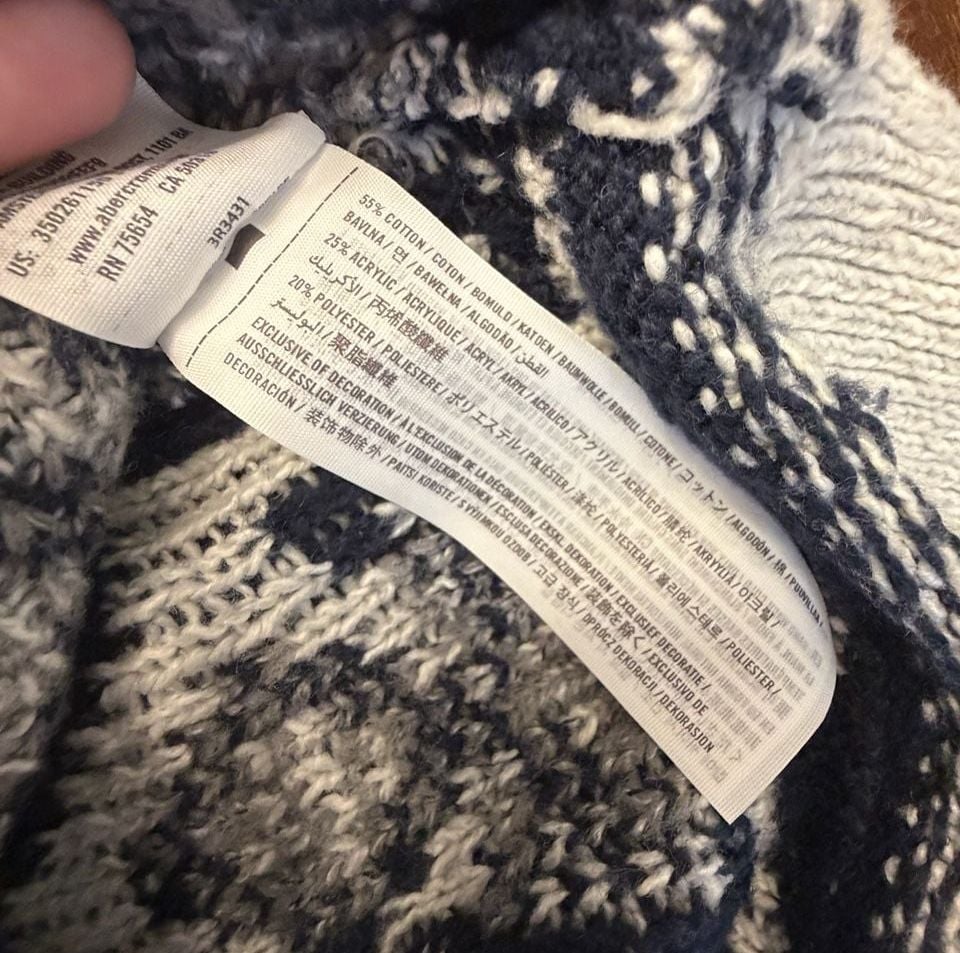 Hollister Womens S Navy Blue Aztec V Neck Knit Sweater Y2K Boho 10