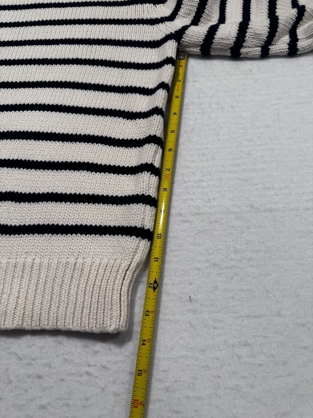 Zara Striped Knit Sweater Size Small Cream Navy 5