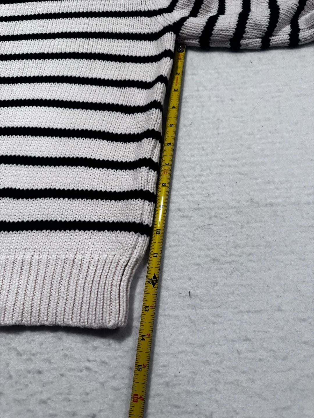 Zara Striped Knit Sweater Size Small Cream Navy 6