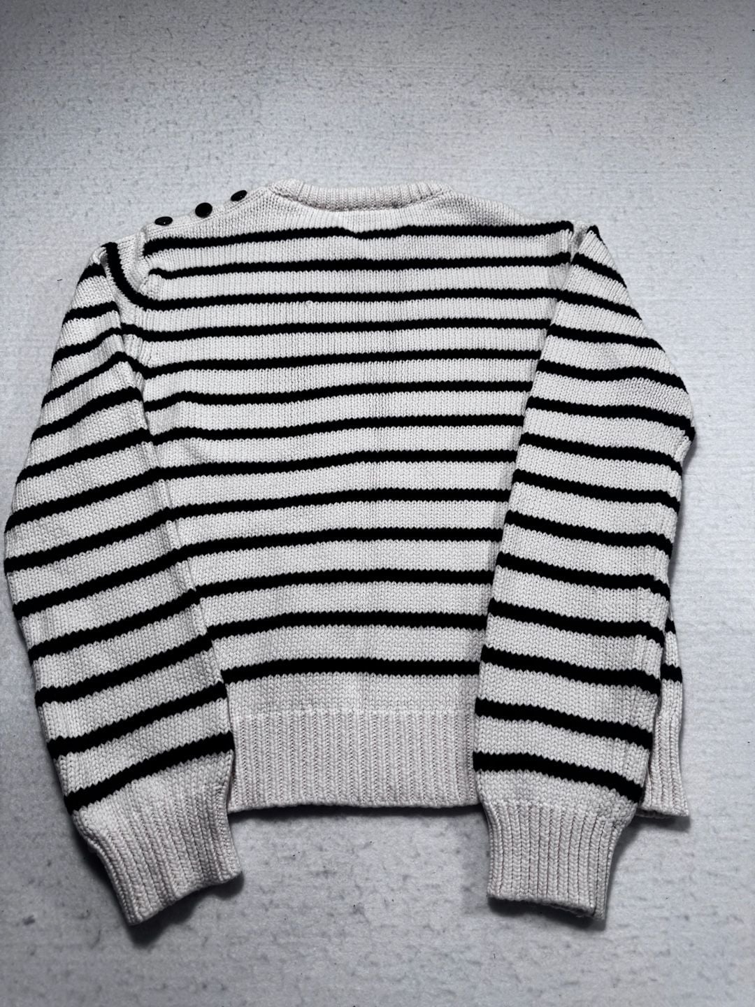 Zara Striped Knit Sweater Size Small Cream Navy 7