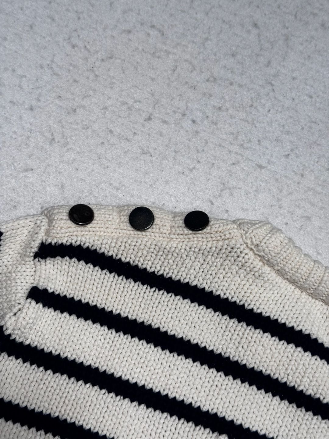 Zara Striped Knit Sweater Size Small Cream Navy 9