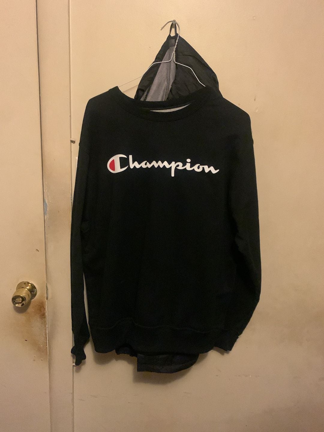 Champion Crewneck Sweatshirt Size XL Black Script Logo Pullover 2