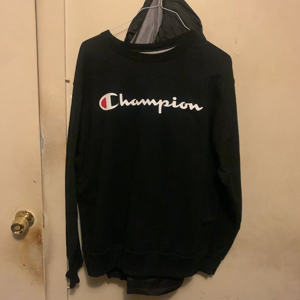 Champion Crewneck Sweatshirt Size XL Black Script Logo Pullover