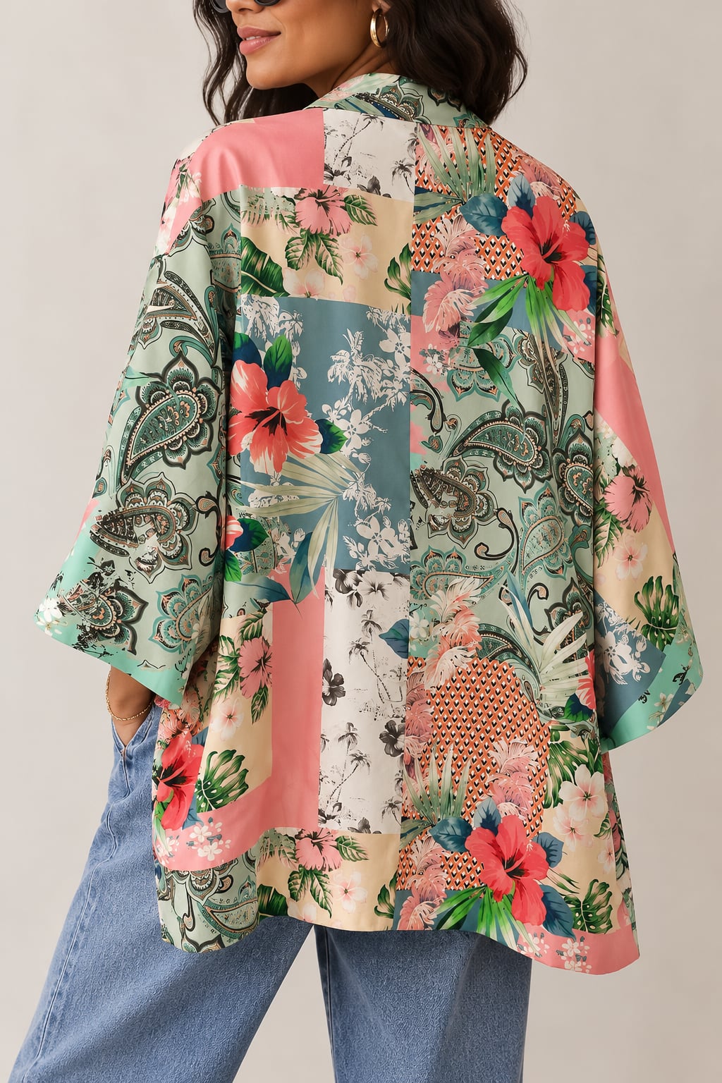Zara Floral Patchwork Kimono Multicolor, Size L 3