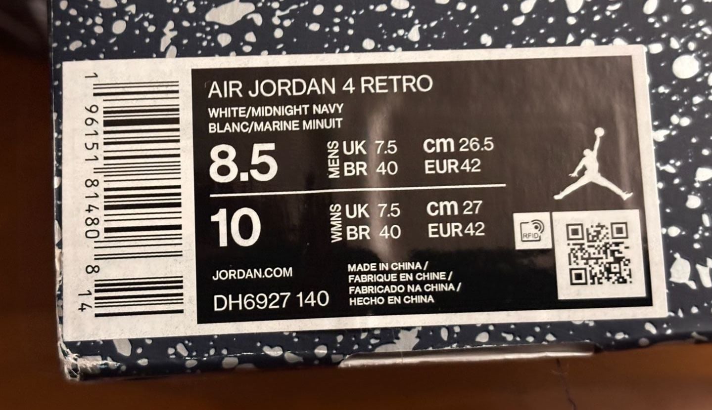Nike Air Jordan 4 Retro Size 8.5 Midnight Navy White 4