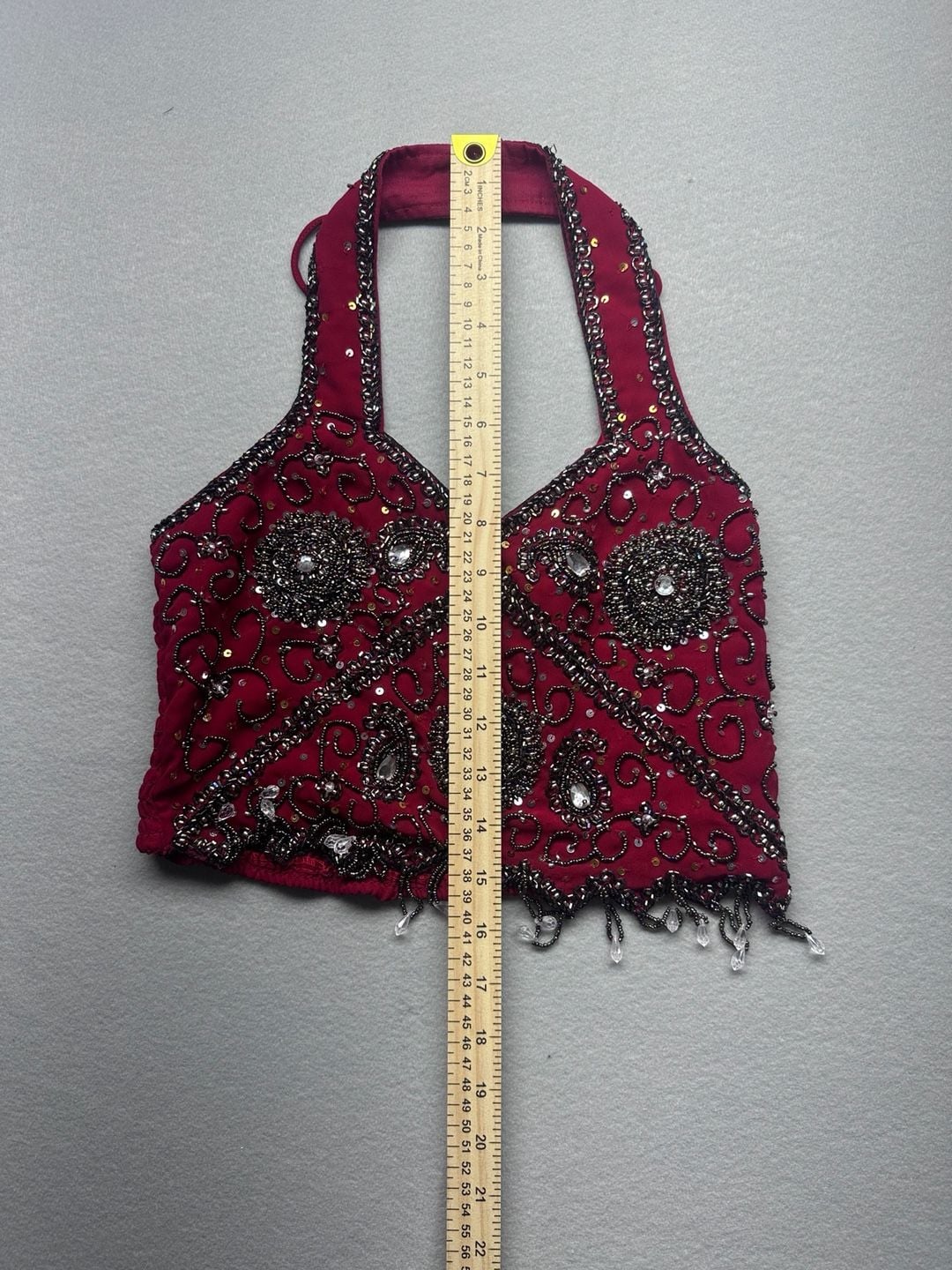 Childrens Red Beaded Lehenga Choli Blouse and Skirt Set with Dupatta 2