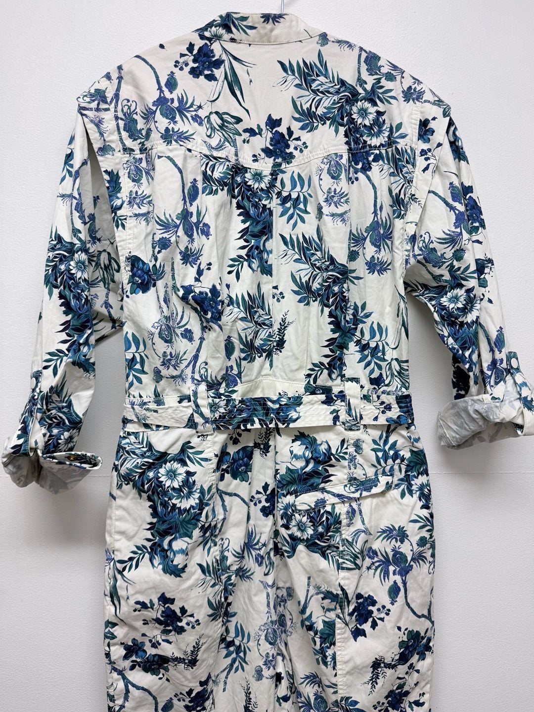 Anthropologie Lucienne Belted Jumpsuit Size 6 Western boho Blue Floral 7