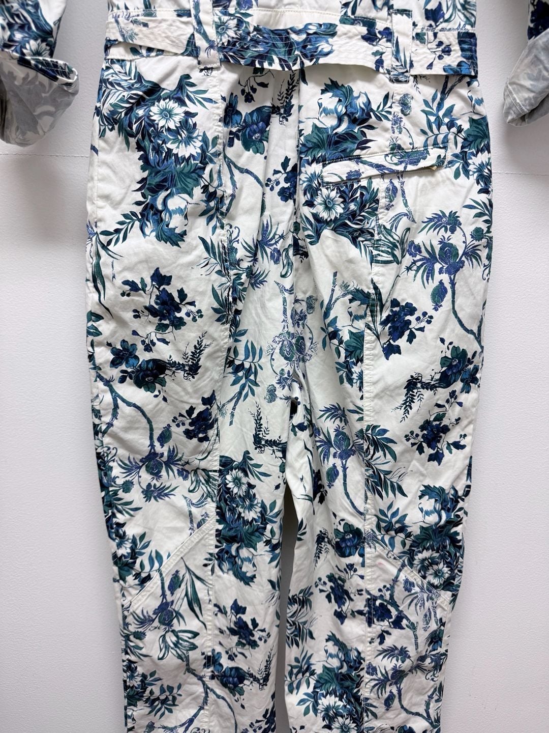 Anthropologie Lucienne Belted Jumpsuit Size 6 Western boho Blue Floral 8