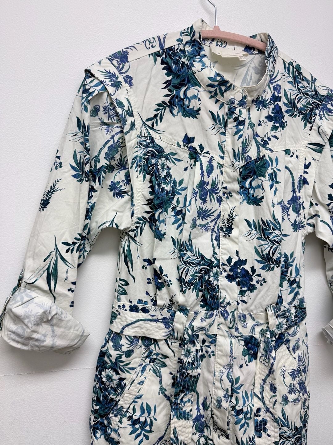 Anthropologie Lucienne Belted Jumpsuit Size 6 Western boho Blue Floral 11