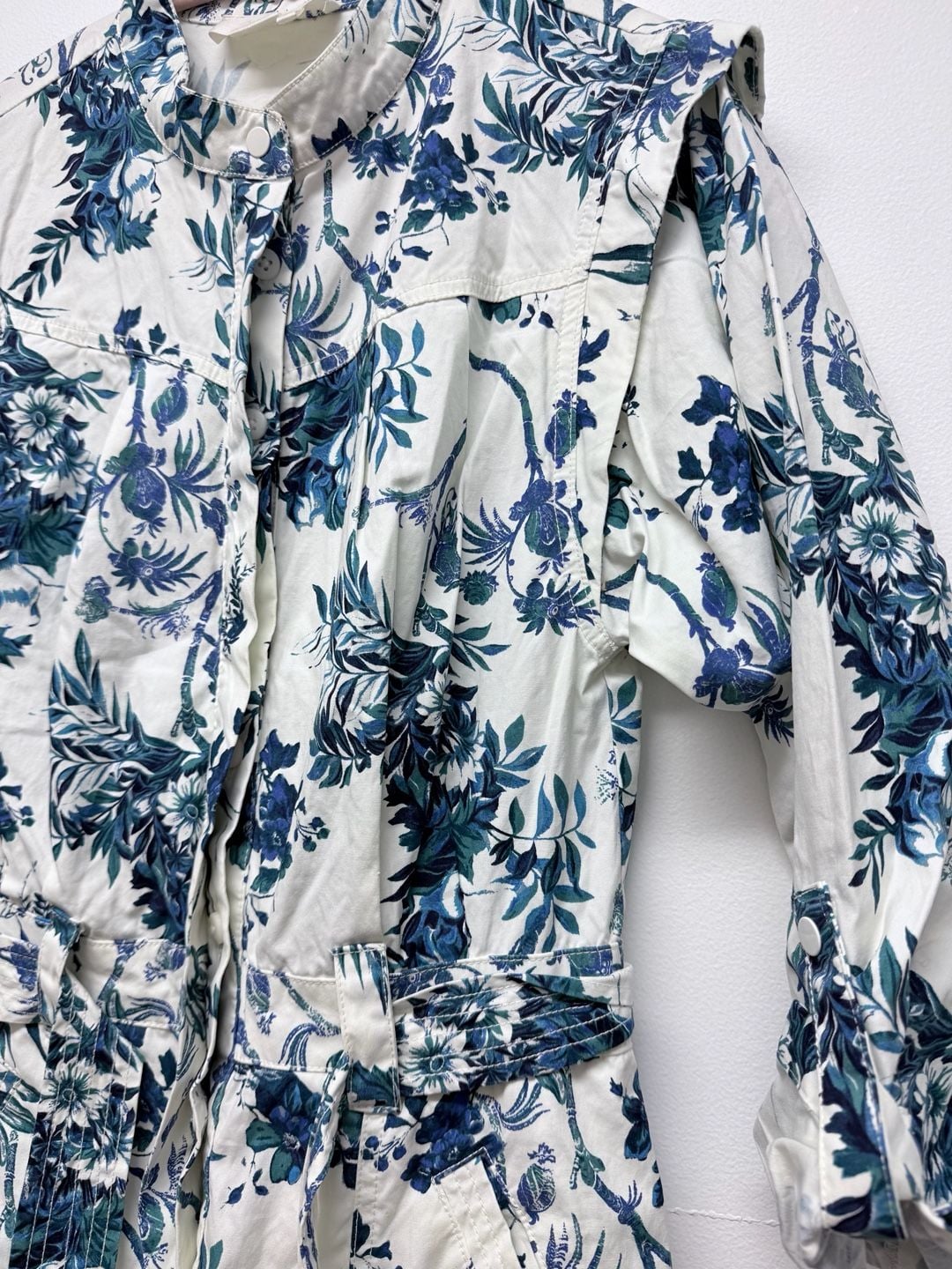 Anthropologie Lucienne Belted Jumpsuit Size 6 Western boho Blue Floral 12