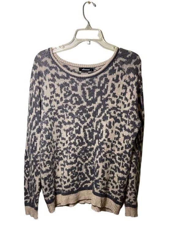Olivaceous Leopard Print Sweater Size L Angora Blend Knit Animal Knit Pullover 2