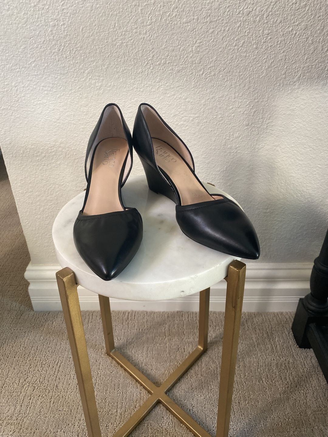 Franco Sarto Fenway Wedge Pump Black Leather D'Orsay size 8 1/2 M 3