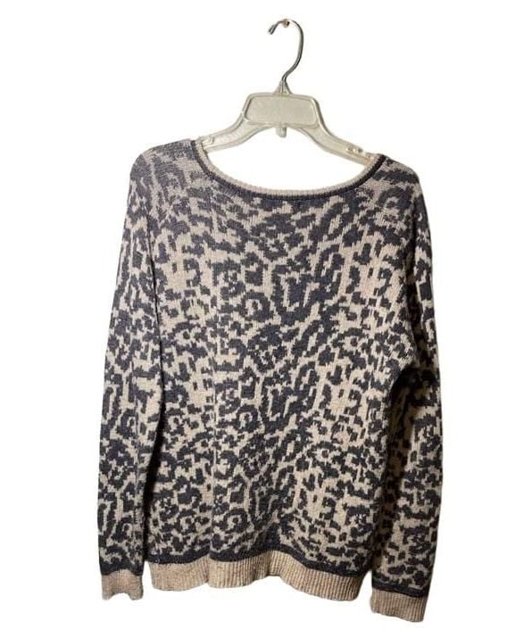 Olivaceous Leopard Print Sweater Size L Angora Blend Knit Animal Knit Pullover 3