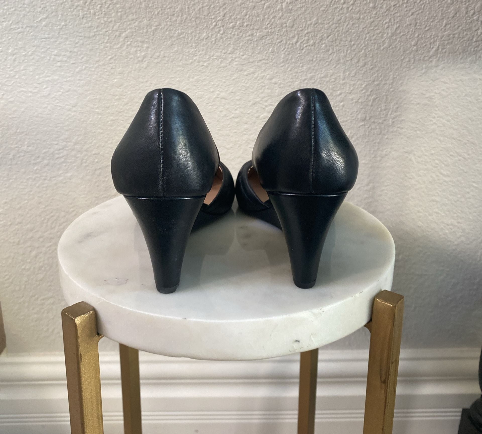 Franco Sarto Fenway Wedge Pump Black Leather D'Orsay size 8 1/2 M 6