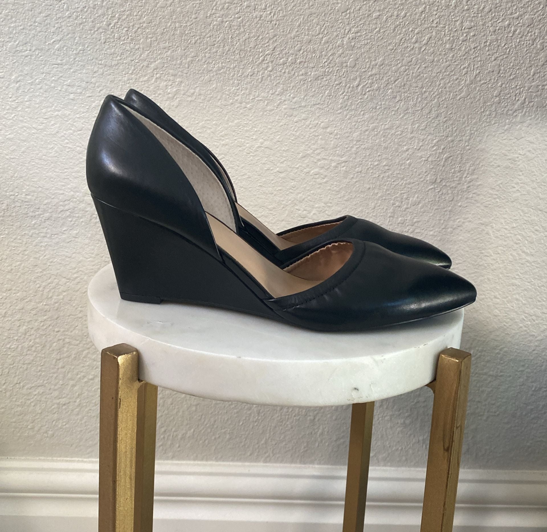 Franco Sarto Fenway Wedge Pump Black Leather D'Orsay size 8 1/2 M 5