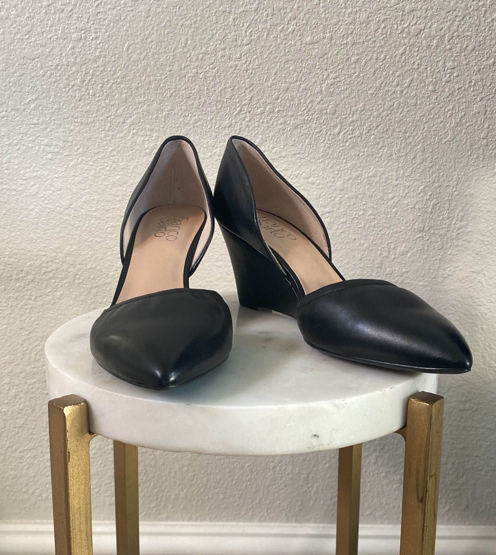 Franco Sarto Fenway Wedge Pump Black Leather D'Orsay size 8 1/2 M 2