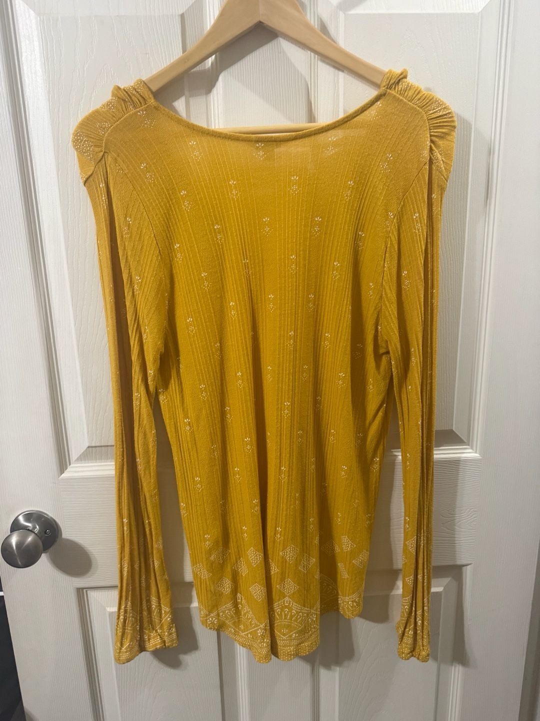 Lucky Brand Marigold Yellow Long Sleeve Tassel Top Size L 3