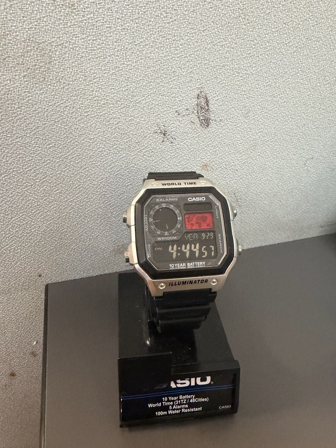 Casio World Time Digital Watch Black Silver CAS63 2