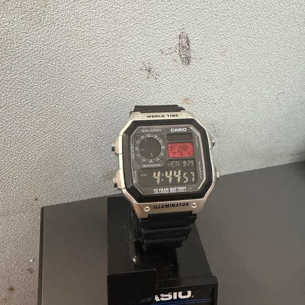 Casio World Time Digital Watch Black Silver CAS63