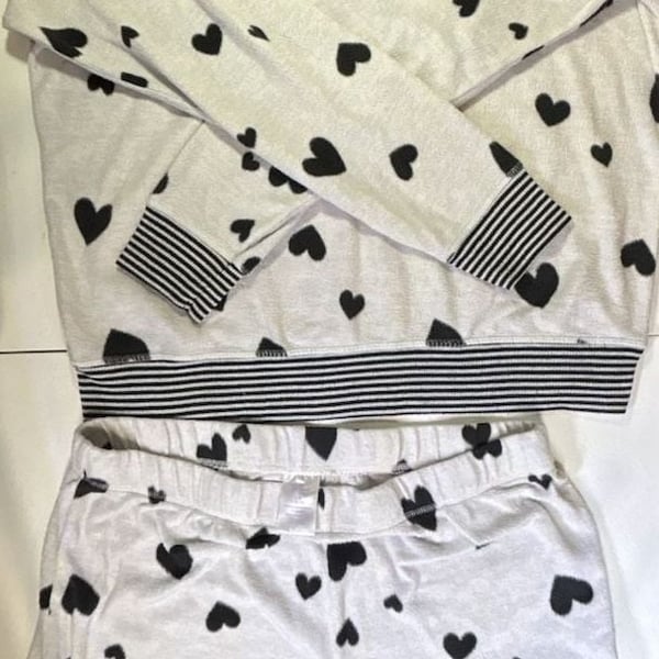 Secret Treasures Pajama Set Heart Print Fleece Sweatshirt Pants