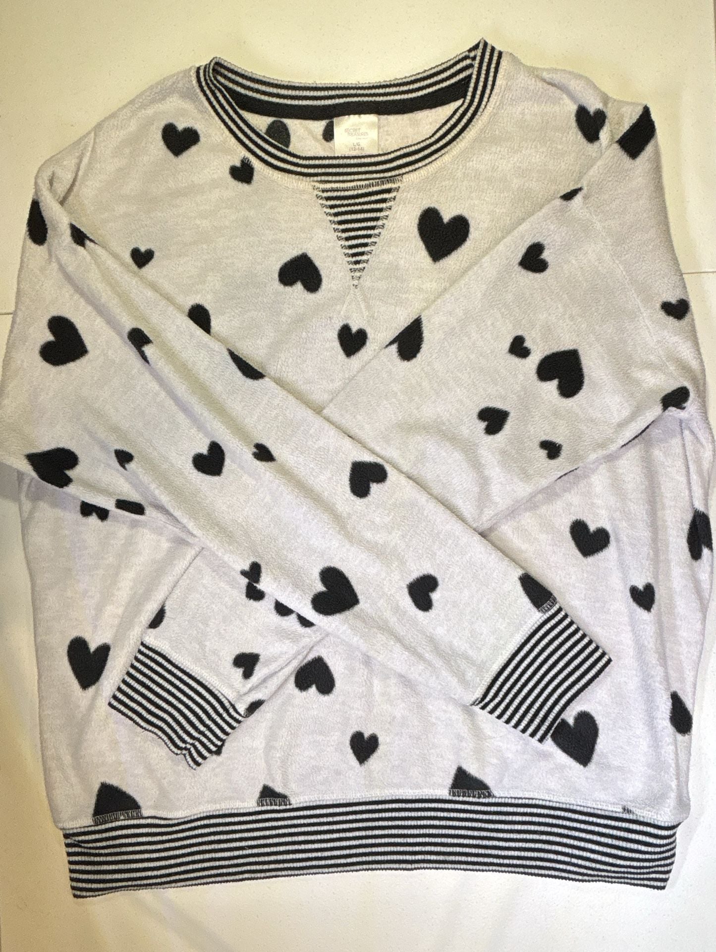 Secret Treasures Pajama Set Heart Print Fleece Sweatshirt Pants 2