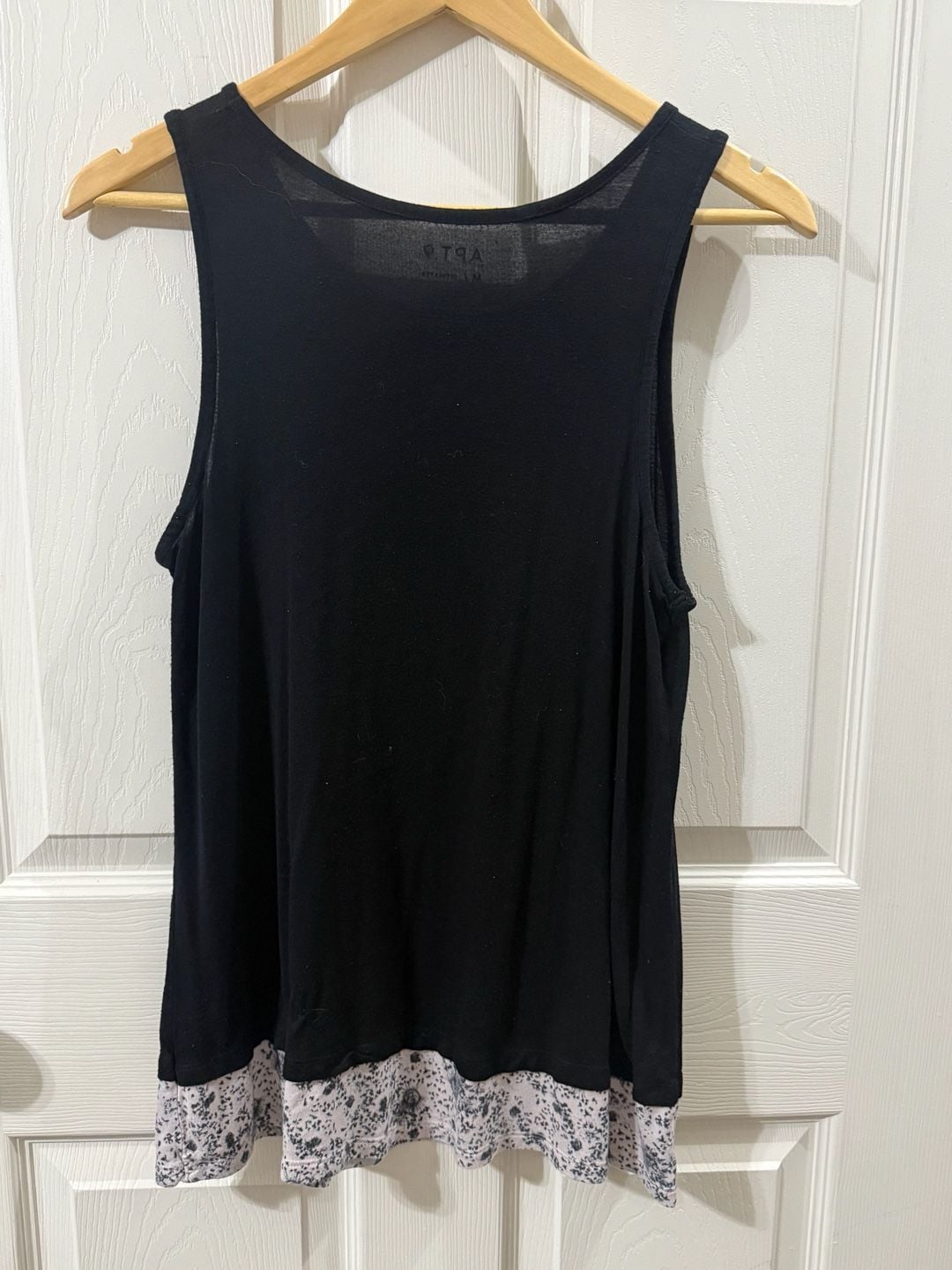 APT.9 Black Tank Top with Floral Hem Size M 3