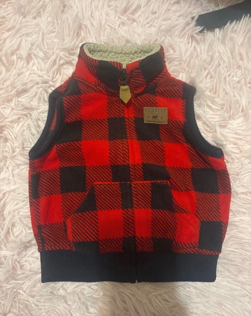 Hudson Baby Buffalo Plaid Fleece Vest Size 6Months 2