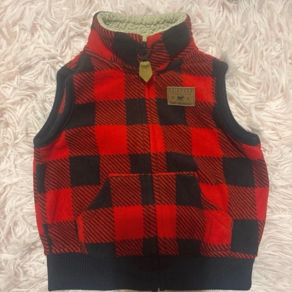 Hudson Baby Buffalo Plaid Fleece Vest Size  6Months