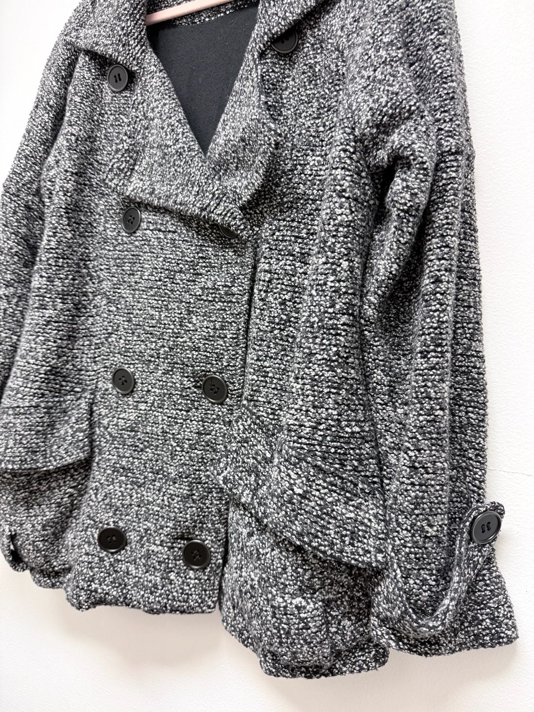 Free People Tweed Peacoat Soft Black White Wool Blend 5