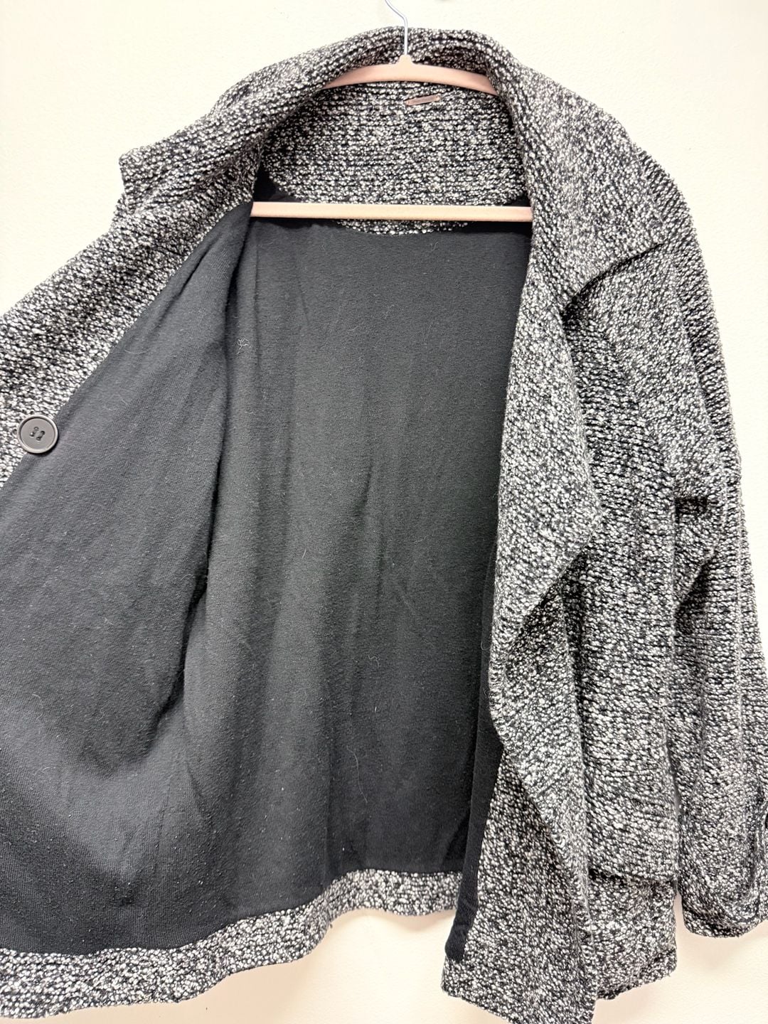 Free People Tweed Peacoat Soft Black White Wool Blend 7
