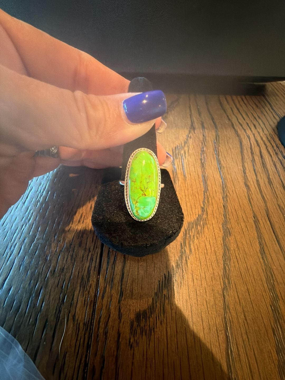 Green Copper Turquoise Ring 925 Sterling Silver Oval Statement Ring 3