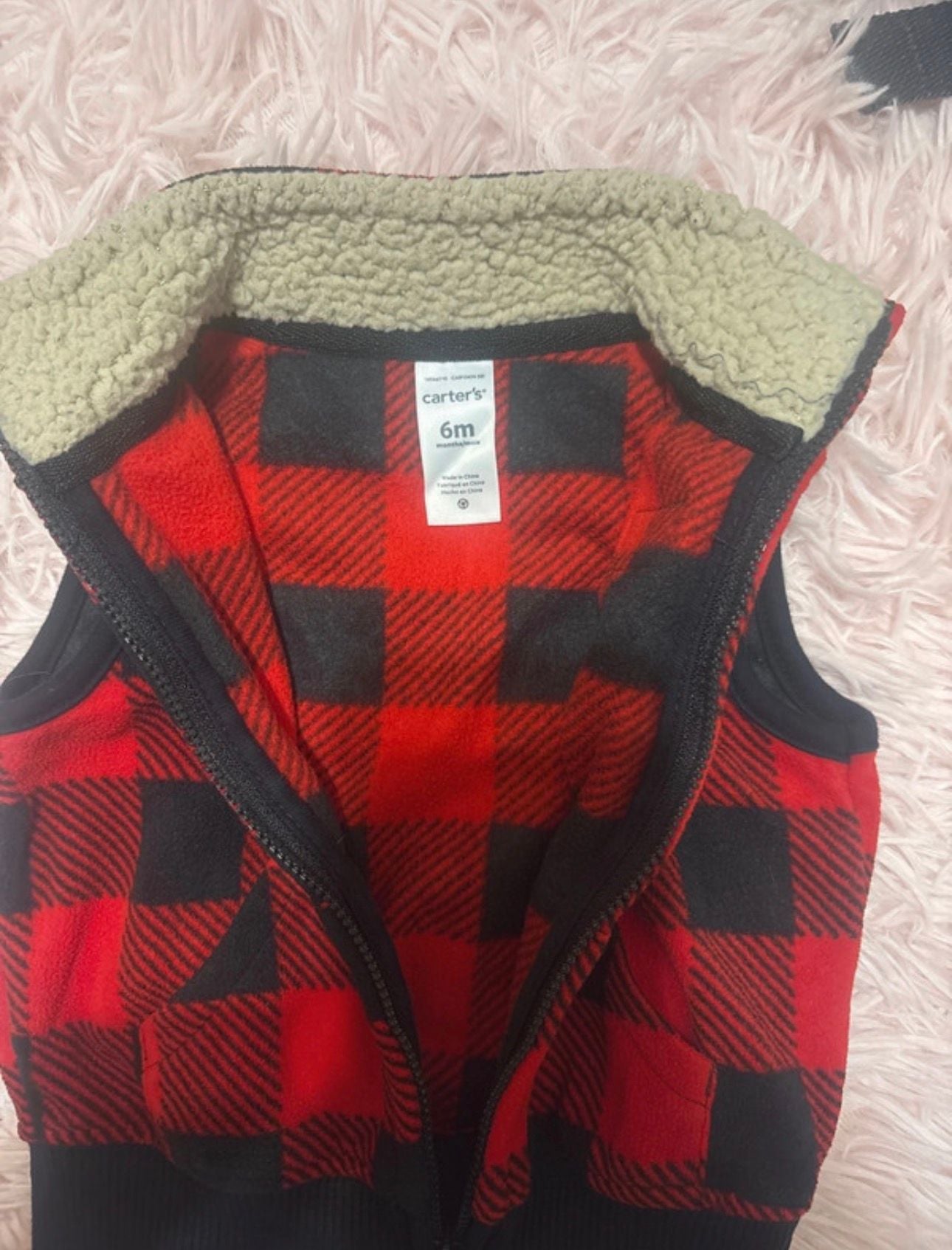 Hudson Baby Buffalo Plaid Fleece Vest Size 6Months 3