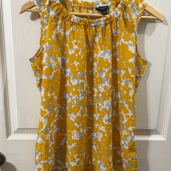 Banana Republic Floral Sleeveless Top Size S Yellow Gray Polyester
