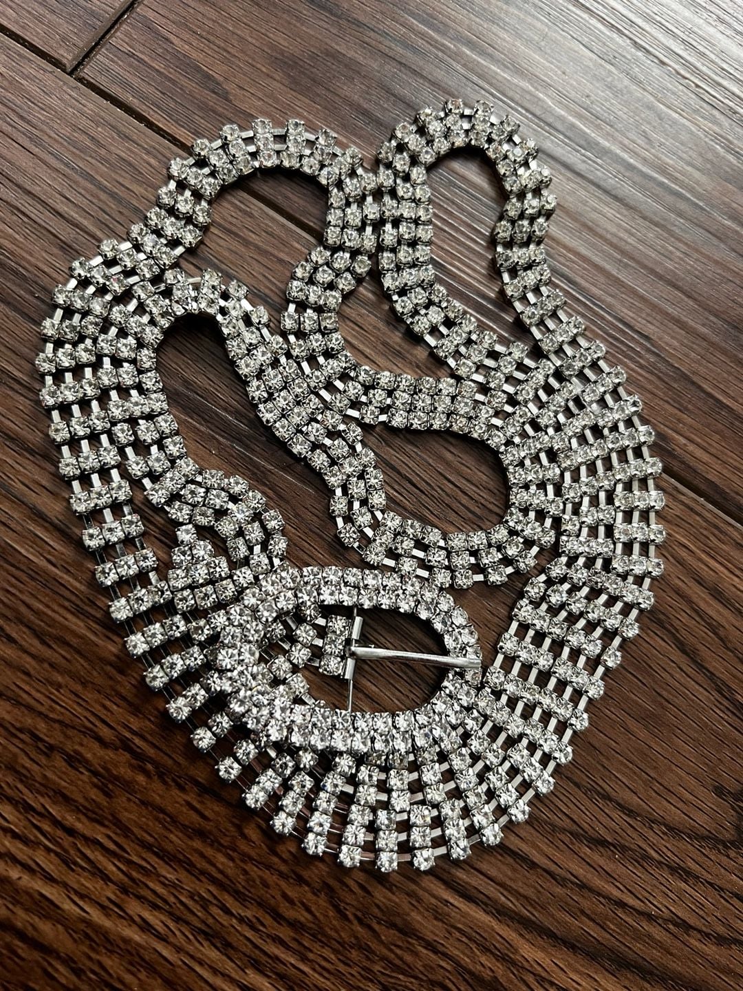 Rhinestone Chain Belt Size 42 Silver Crystal Waistband 3