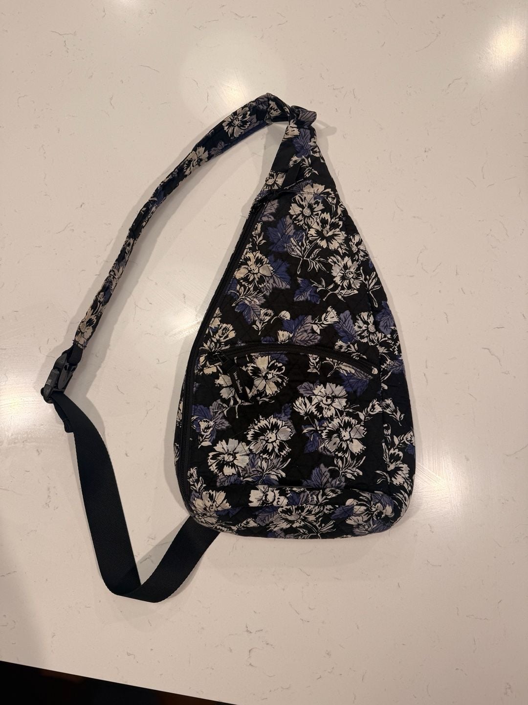 Vera Bradley Frosted Floral Black Cotton Sling Backpack 2