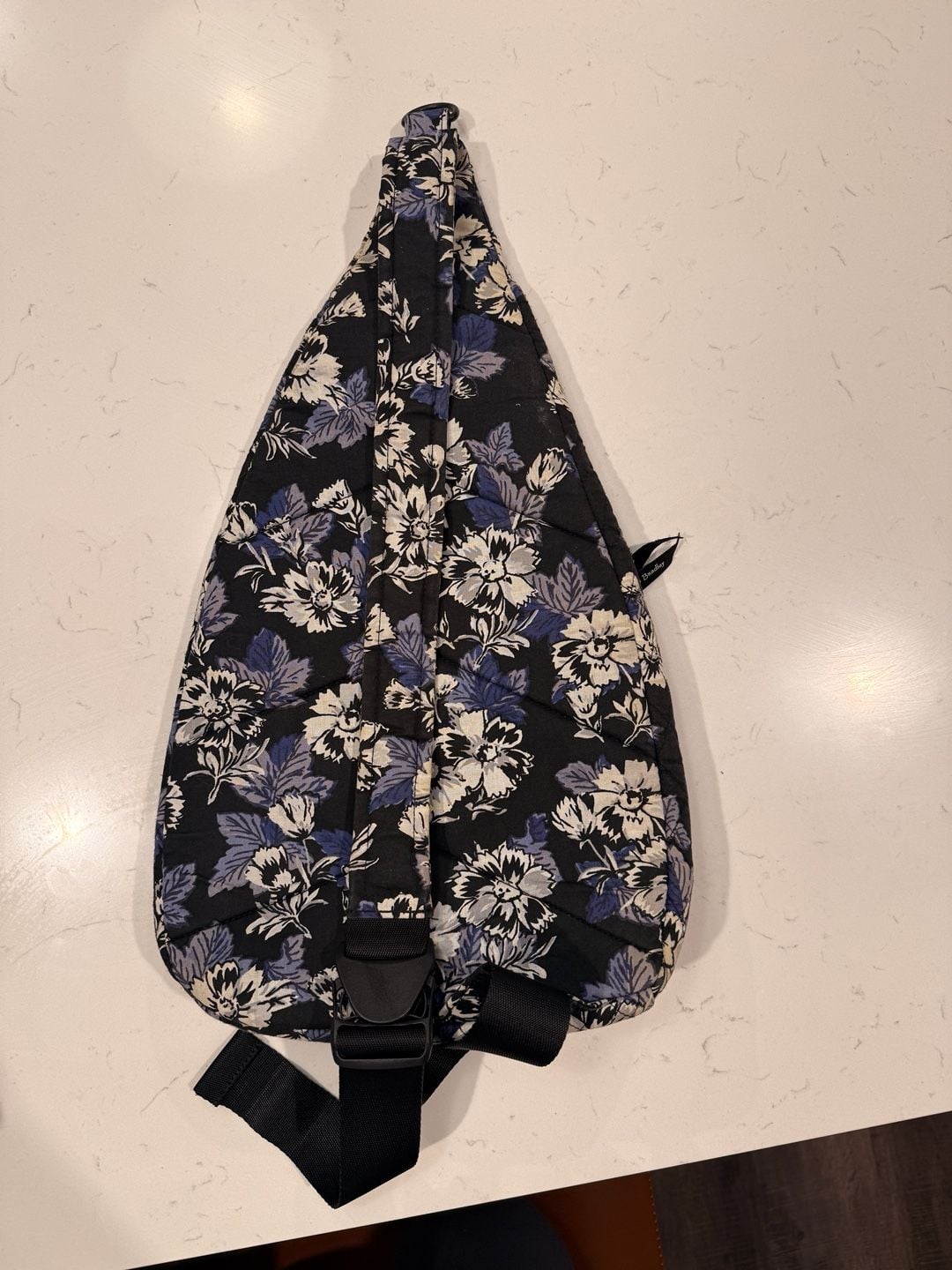 Vera Bradley Frosted Floral Black Cotton Sling Backpack 3