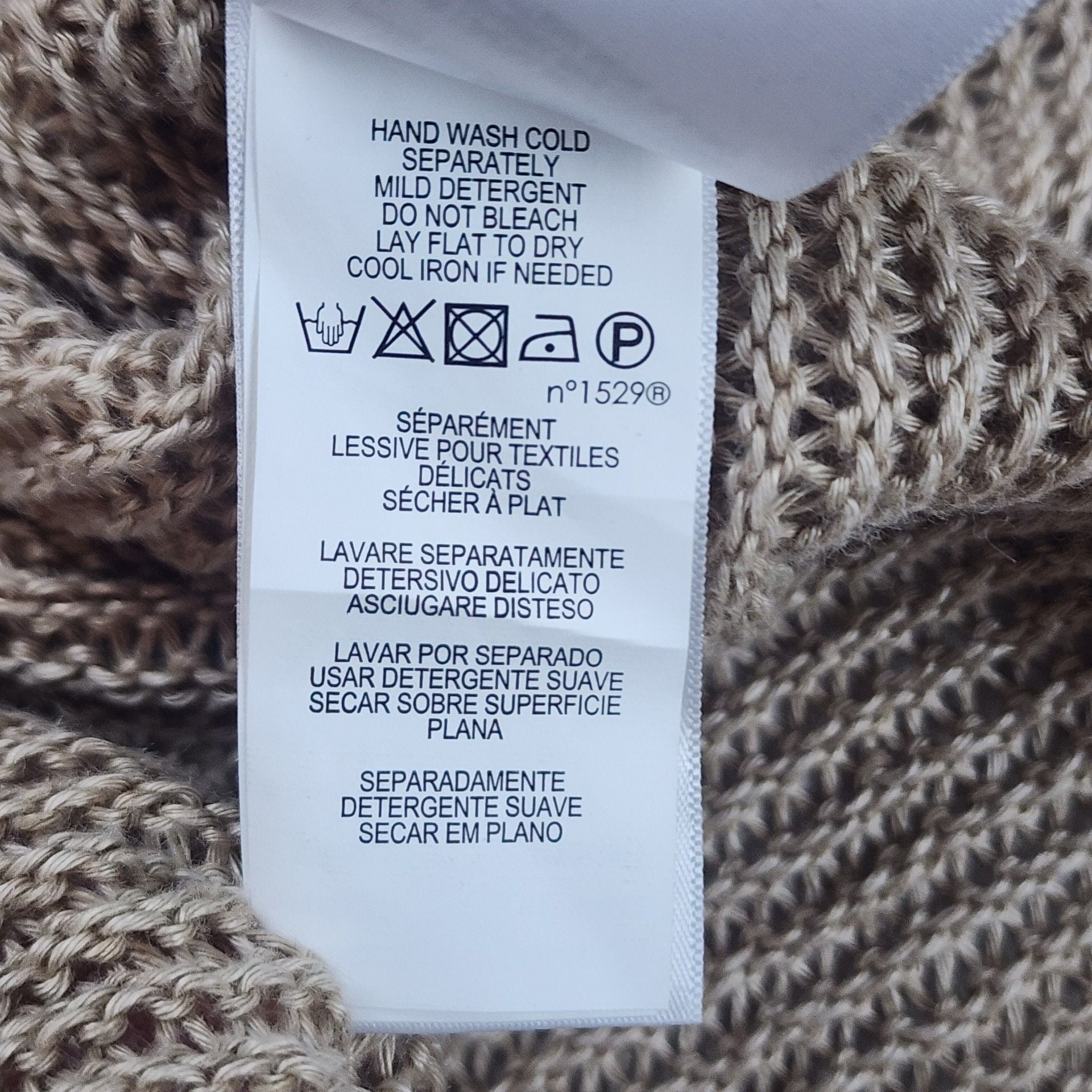 Polo Ralph Lauren Wmns Beige Linen Open Knit Boatneck Long Sleeve Sweater Large 7