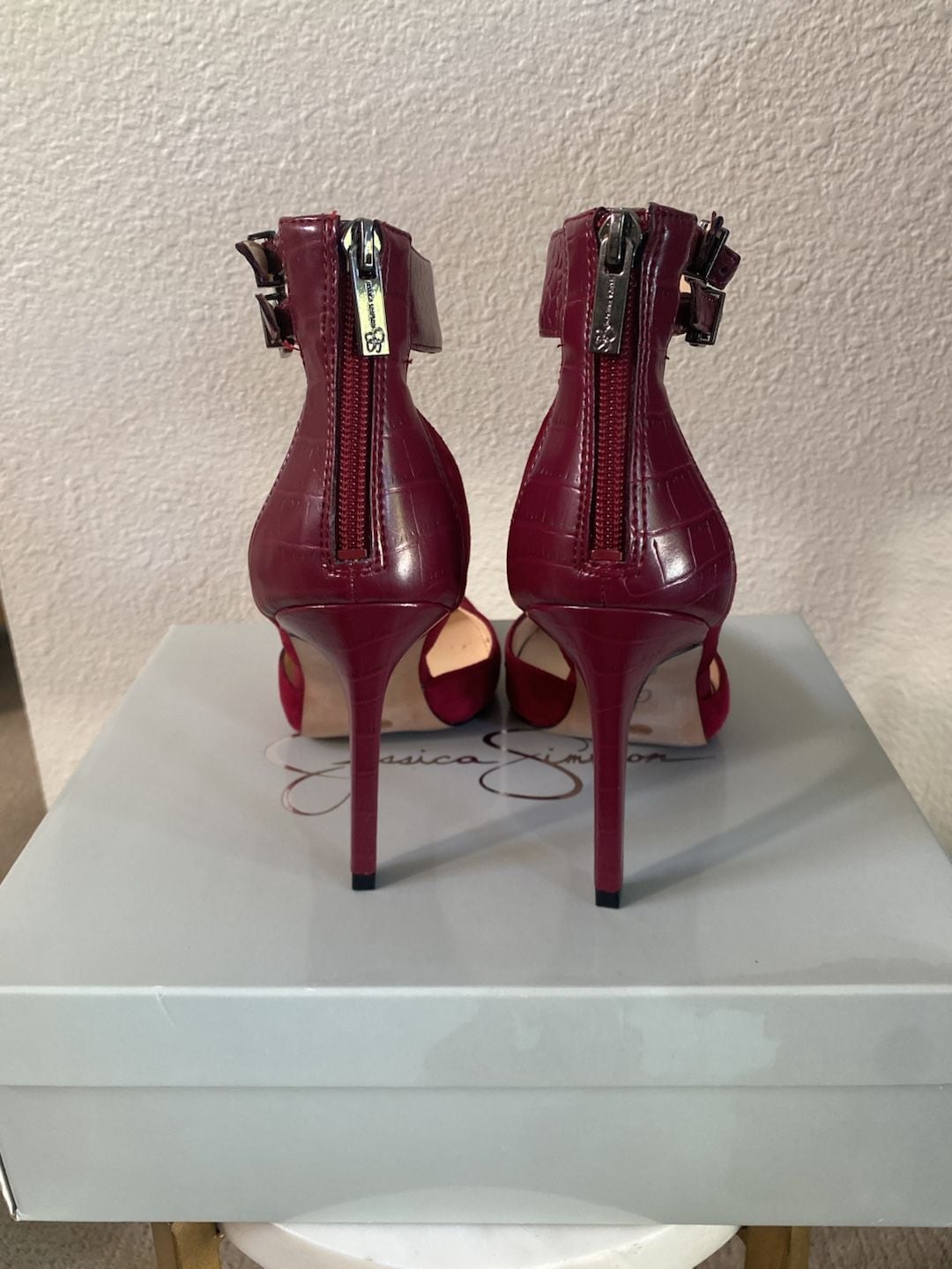 Jessica Simpson Pumps Size 8M Red Suede Ankle Strap Heels 8